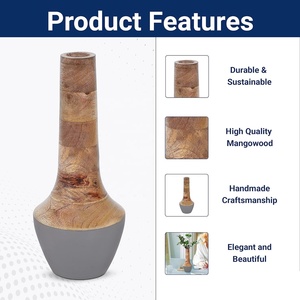 Nordic wedding tabletop decoration matte <b>wood</b> ornament <b>vase</b> black terracotta flower <b>vases</b> for home decor Accessories - Product Image 4