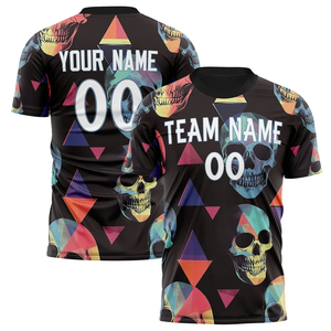 Camiseta de Fútbol Sublimada Personalizada Unisex Negra Colo-Colo con Nombre del Equipo, Manga Corta, Cuello Redondo, Absorbe la Humedad, 140g Poliéster, Adulto - Product Image 1