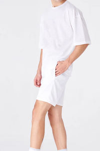 Vêtements pour hommes de marque tendance : T-shirts et shorts à motifs en pur coton épais, avec taille élastique, style décontracté - Product Image 3