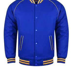Blouson Bomber Homme Bleu Hiver Uni à Col Montant Boutonné Style Décontracté - Product Image 6