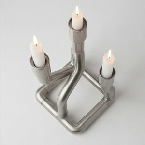 Candélabre moderne en acier inoxydable à 3 bras, support de bougie en métal argenté pour la décoration de la maison - Product Image 2