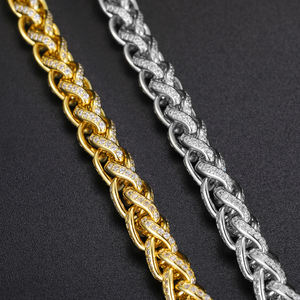 Men's 22K Gold Plated Diamond Chain Bracelet Round Brilliant Cut Channel Setting Hiphop Style Everyday Wear - Product Image 3
