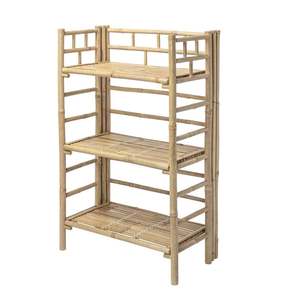 Wholesale Foldable 3 Tier Bamboo <b>Shelf</b> Bookcase Storage Rack Natural Bamboo Cabinet for Home Furniture Living Room OEM ODM - Product Image 5