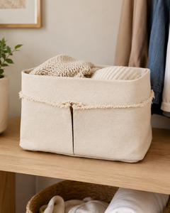 Organic Cotton Canvas <b>Storage</b> Basket 390 GSM GOTS Certified <b>Laundry</b> Bin Home Organizer Wholesale OEM ODM Private Label Supplier - Product Image 4