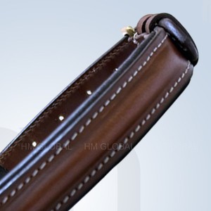 Premium Luxury Cognac Brown Genuine <b>Leather</b> Raised Padded <b>Dog</b> <b>Collar</b> Soft Lining <b>Collar</b> White Contrasting Stitching - Product Image 5