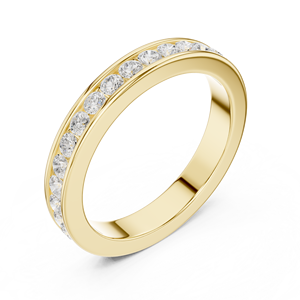 Yellow Gold Plated <b>Diamond</b> Band <b>Ring</b> Round Brilliant Eternity Wedding Band for Women Anniversary Jewelry - Product Image 4