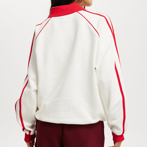 Sudadera Extra Grande Ligera de Algodón 100% Ecológico, Diseño Personalizado, para Mujer, Roja y Blanca, Cuello Alto, Manga Regular, Talla Grande - Product Image 3