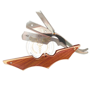 Rasoir droit professionnel en acier inoxydable avec manche en bois pour barbier, lame unique, personnalisable avec logo - Product Image 2