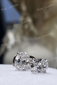 Oval Cut Diamond <b>Screw</b> Back Stud <b>Earrings</b> 925 Silver Claw Setting Classic Women's Engagement Jewelry - Product Image 2