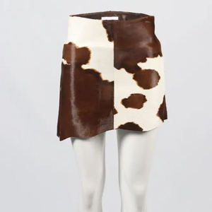 Women's Leather Handmade Mini <b>Skirt</b> <b>Cow</b> <b>Print</b> Shiny Straight Casual Regular Waist All Seasons In-Stock Items - Product Image 3