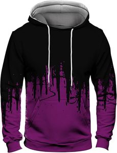 Sudadera con Capucha para Hombre, Estilo Gótico con Estampado de Goteo, Corte Regular, Morado y Negro, Logotipo en la Espalda, Prenda de Otoño, Tejido de Poliéster - Product Image 4