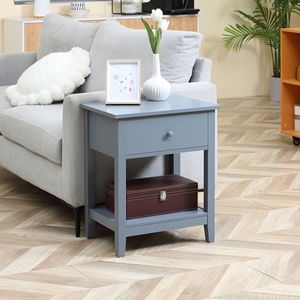 Comodino Moderno ed Elegante Grigio con Cassetto e Ripiano per Camera da Letto o Soggiorno - Product Image 2