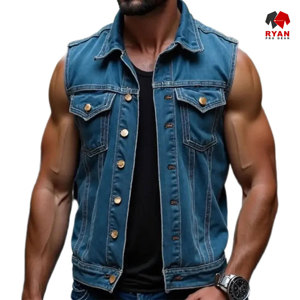 Gilet en jean personnalisé Ryan Pro Gear pour hommes, tissu confortable et respirant avec logo personnalisé - Product Image 3