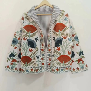 Handmade Suzani Velvet Jacket Embroidered Boho Winter <b>Coat</b> One Size Wholesale Bulk OEM ODM Factory Supplier - Product Image 1