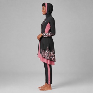 Nouvel ensemble de burkini modeste 4 pièces pour femmes musulmanes – Maillot de bain confortable à manches longues, hijab intégré, couvrance totale, style sportif islamique - Product Image 4