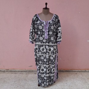 Vestido Maxi Boho con Estampado Floral, Hecho a Mano, Ecológico, Cuello Redondo, Manga Larga, Corte Holgado, Vestido Casual de Verano para Mujer, Cintura Holgada - Product Image 4