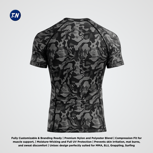 เสื้อรัดกล้ามเนื้อสำหรับผู้ใหญ่แบบยูนิเซ็กซ์ MMA ป้องกันแบคทีเรีย ป้องกันรังสียูวี ผ้าโพลีเอสเตอร์/สแปนเด็กซ์ 220 กรัม พิมพ์ลายด้วยความร้อน - Product Image 3