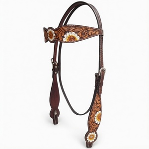 Ensemble de bridon et de têtière pour cheval en cuir véritable, personnalisable, de qualité supérieure, durable, pour l'équitation occidentale - Product Image 1