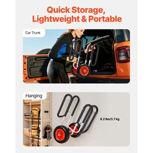 Carrello per Kayak con Capacità di Carico di 68 kg, Pneumatici in Gomma Piena da 10 Pollici e Supporti, Accessorio per Trolley da Stand-Up Paddle Board - Product Image 6