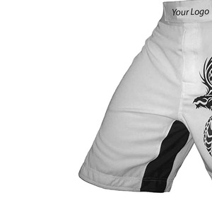 Shorts de boxe pour hommes LAMA INDUSTRIES, blanc et noir, motif dragon, taille élastique, respirant, polyester, équipement d'entraînement toutes saisons - Product Image 2