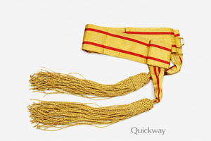 Decorative Waist Sash Belt <b>Red</b> / Gold with Gold Tassels Formal Costume Accessory for Ceremonial and Parade Style Events - Product Image 4