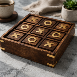 Juego de Mesa Tic Tac Toe de Madera Hecho a Mano, Juego de Cruzitas Sólidas para Dos Jugadores, Ideal para Fiestas, Viajes, Aire Libre, Interiores, Decoración de Mesa de Centro y Regalos - Product Image 2