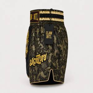 CLAW INTL Men's Black Silk Kung Fu Shorts Gold <b>Dragon</b> Embroidery Regular Fit Martial <b>Arts</b> Wear - Product Image 3