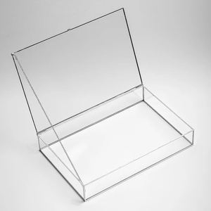 La mejor caja de almacenamiento con marco de latón al por mayor, anillo de joyería de cristal transparente de Color plateado, embalaje cosmético, caja de cristal para decoración del hogar - Product Image 1