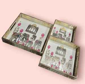 Plateau en bois imprimé personnalisé, prix abordable, design unique, forme rectangulaire, plateau imprimé en MDF fait main, prix d'usine par UO - Product Image 1