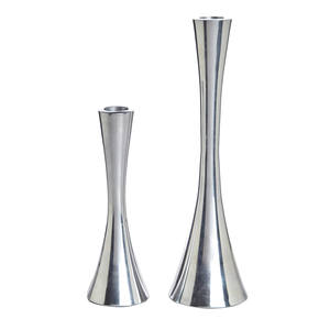 Ensemble de 2 chandeliers décoratifs en argent orné, style baroque, en métal, faits à la main, pour bougies coniques, pour table, lumière de bougie - Product Image 2