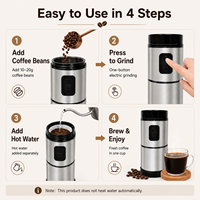Moulin à café électrique portable et réutilisable en acier inoxydable 350 ml, tasse à café de voyage 2-en-1, batterie rechargeable USB-C
