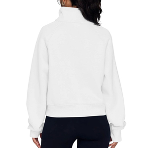 Sudadera con Capucha Minimalista Blanca para Mujer, Cuello Alto, Forro Polar, Bordado, Resistente al Viento, 100% Algodón, Estampado de Leopardo, Ropa Exterior Informal 2026 - Product Image 6