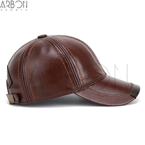 Casquettes en cuir marron brillant de qualité supérieure pour hommes, nouveau design, service OEM ODM, dernier style, logo personnalisé, best-seller - Product Image 3