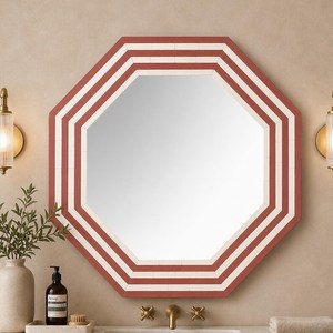 Handcrafted Art Deco Resin <b>Lightweight</b> Rectangular Wall <b>Mirror</b> with Geometric Chevron Pattern - Product Image 3