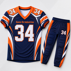 Tenue de sport haute performance marine et orange à séchage rapide pour l'entraînement par sublimation – Uniforme de football américain à prix de gros - Product Image 1