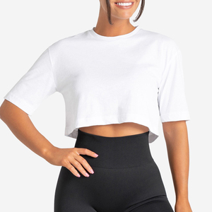 T-shirts imprimés pour femmes, coupe ample et oversize, épaules tombantes, design personnalisé, en tissu épais, effet vieilli, style pull court, haute qualité - Product Image 3