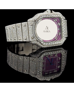 Reloj de Lujo para Hombre con Esfera Morada y Diamantes, 100% Moissanita VVS1, Pasa el Test de Diamantes, Calidad de Exportación al Por Mayor - Product Image 4