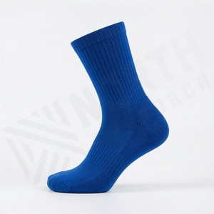 Blue Crew <b>Socks</b> Solid Color Knitted Breathable Casual Daily Wear Adults Regular Style - Product Image 3