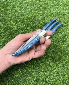 Navaja plegable de acero damasco de alta calidad, estilo Laguiole, mango de madera, 19 cm - Product Image 4