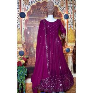 Robe Anarkali pour femme de créateur avec Pent et Dupatta pour la fête - Product Image 6
