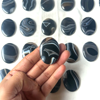 Cabochon ovale en agate noire naturelle de haute qualité, pierre polie pour la fabrication de bijoux, la décoration intérieure, la méditation et la pierre de méditation anti-stress