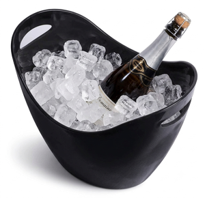 Luxury Black Powder Coating Metal Wine <b>Ice</b> Bucket With Cutout Handles Wave Top Curved Party Champagne Beverage Tub Supply - Product Image 2