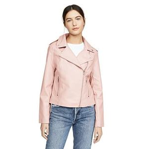 Blouson en cuir grande taille pour femme - Coupe ajustée printemps-automne avec col montant et fermeture éclair, respirant, style motard - Product Image 6
