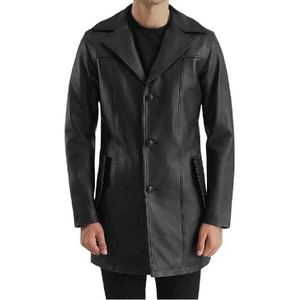 Abrigo de Cuero Negro Cómodo y Elegante, Prenda Exterior de Primera Calidad, Diseño Duradero, Perfecto para Uso Casual, Suave y Resistente - Product Image 2