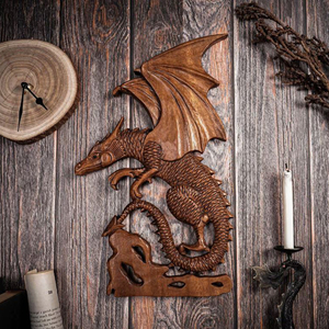 Ornement de dragon en bois fait sur mesure, statue de dragon Feng Shui de luxe en bois, sculpture de dragon artisanale, article cadeau - Product Image 4