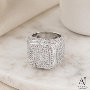 Anillo de Compromiso de Moissanita Cuadrado en Oro Blanco Chapado en Oro Rosa para Mujer, Diseño Pavé, Regalo para Fiesta de Boda - Product Image 3