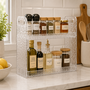 Multifunction <b>Kitchen</b> PP Plastic Double Tier Durable Modern Standing Folding <b>Storage</b> <b>Rack</b> Organizer - Product Image 2