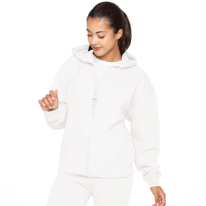 Sudadera con capucha corta personalizada de nueva llegada, elegante, para mujer, con cierre de cremallera, en un color único y a un precio razonable. - Product Image 1