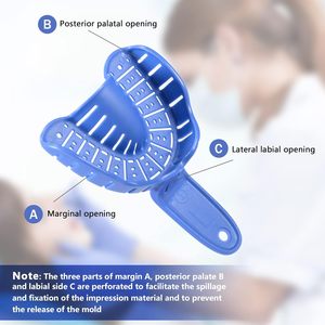 Juego Profesional de 6 Bandejas de Impresión Dental de Plástico |   Kit de Bandejas de Plástico Rígido Perforadas de 3 Tamaños Mixtos, Superior e Inferior (Azul) - Product Image 4
