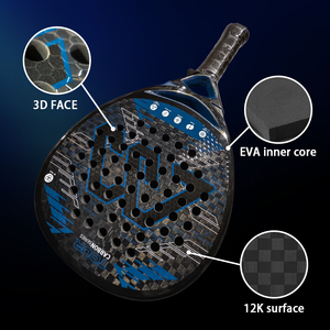 Raquette de padel 2026 noire avec cœur en EVA et carbone 18K, motif graphique intégral, effet peinture métallique, finition douce au toucher - Product Image 4